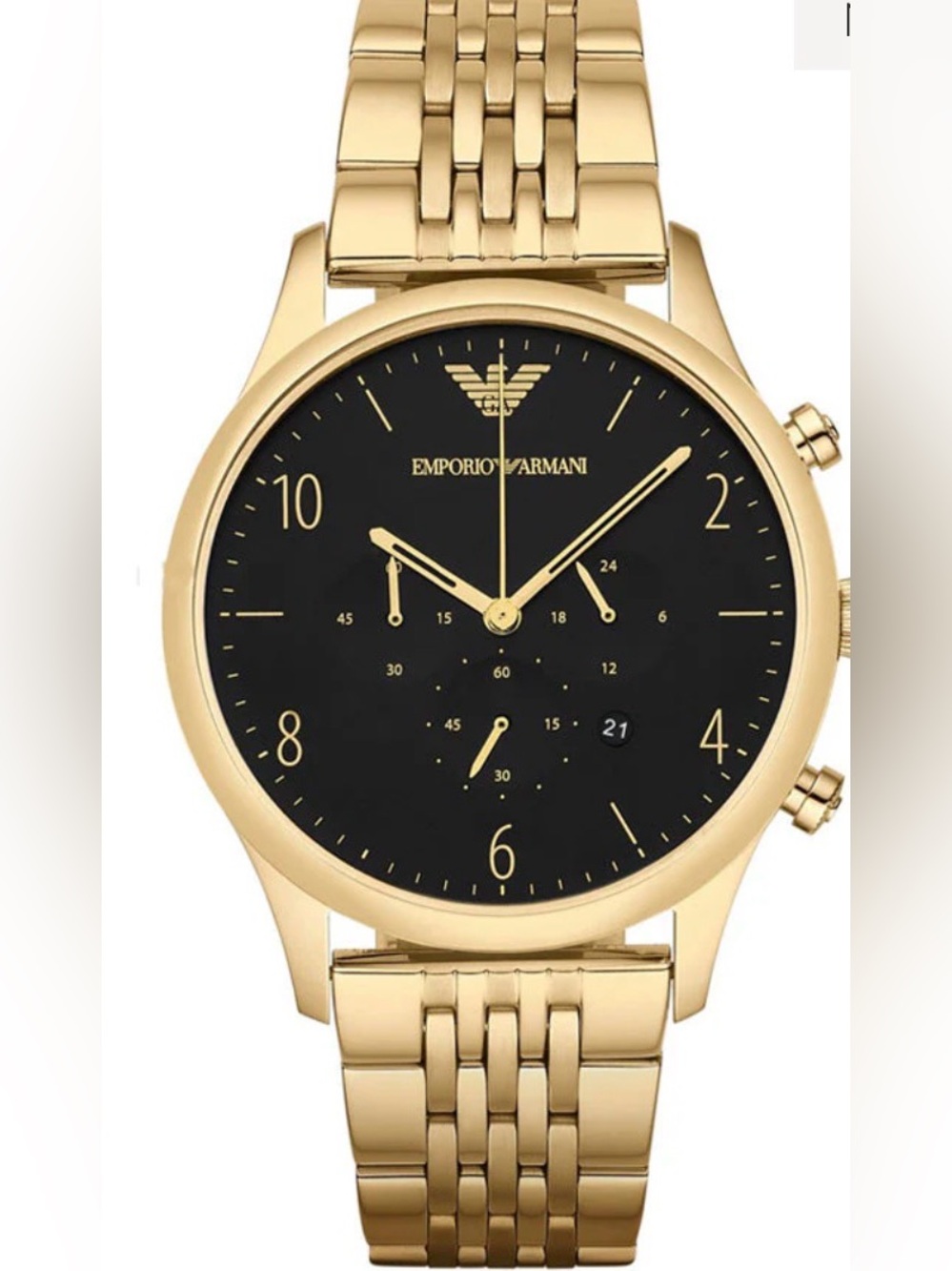 Emporio Armani men’s classic Gold-Tone Watch with Black Dial